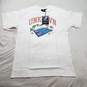 UNKNWN Lebron Miami Basketball Court  T-Shirt White Men's Size M Streetwear NWT